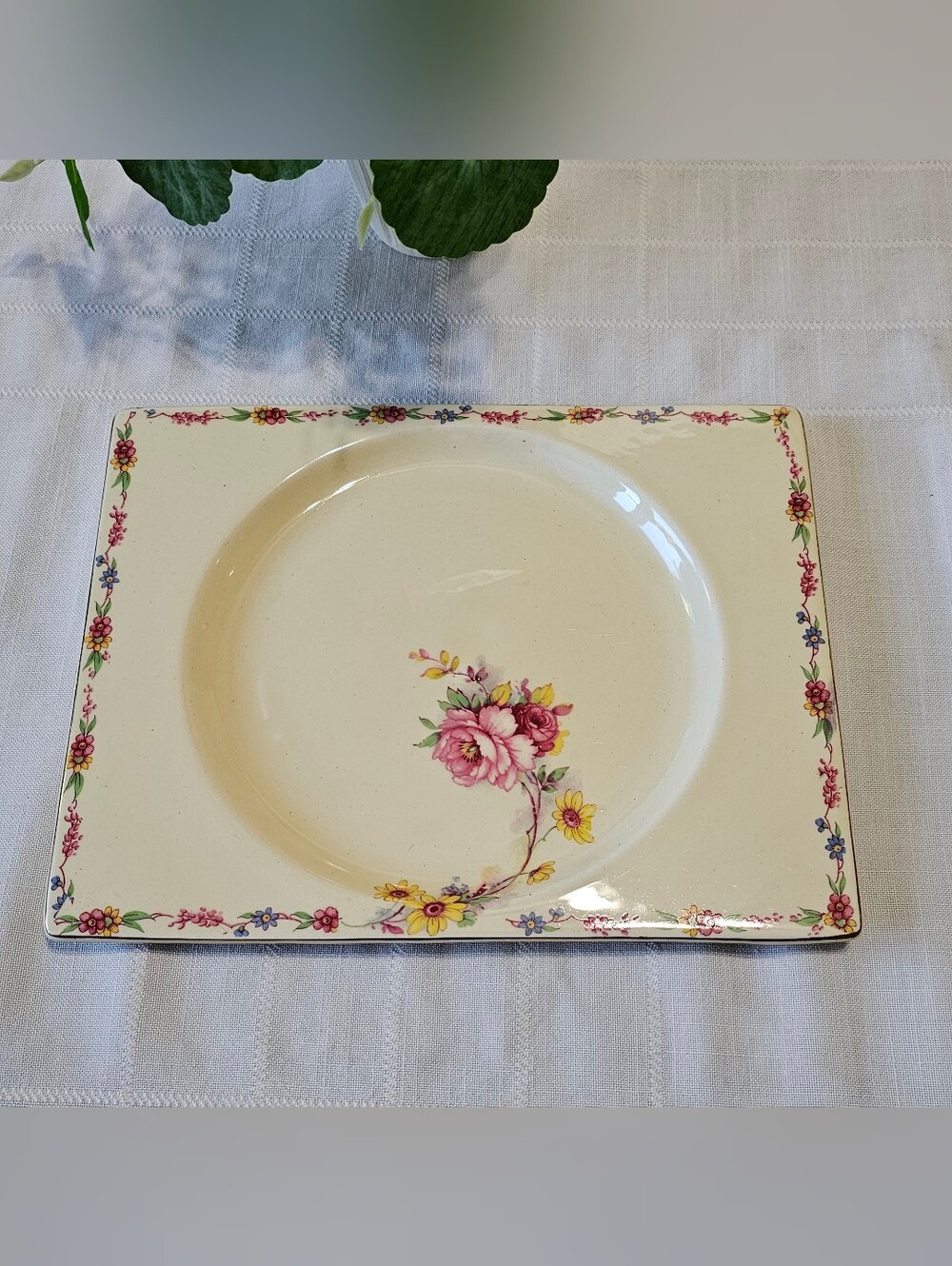 Vintage 1930s Royal Staffordshire Biarritz Art Deco Floral Square Plate